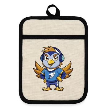 Falcon Funny Cartoon Character Musique de casque - Maniques avec dos en caoutchouc - lin/noir  - Devant