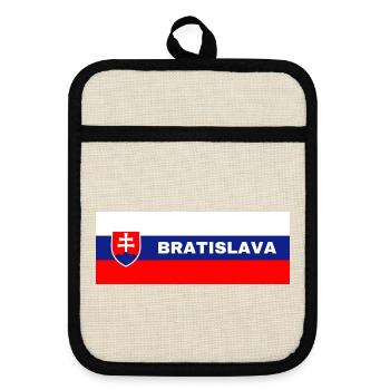 Bratislava dans le drapeau slovaque - Maniques avec dos en caoutchouc - lin/noir  - Devant