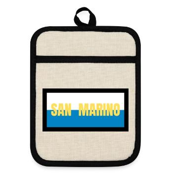 Couleurs du drapeau de Saint-Marin - Maniques avec dos en caoutchouc - lin/noir  - Devant