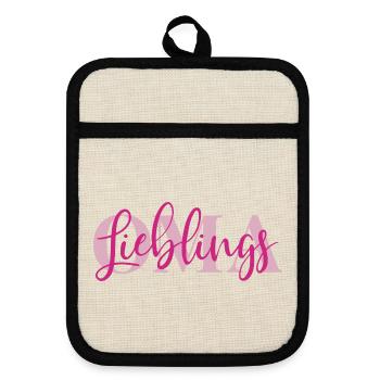 Lieblingsoma - Topflappen mit Gummirückseite - Leinen/Schwarz  - Vorne