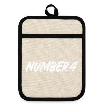 Number 4 - vier - vierter - vierte - 4 - Nummer 4 - Topflappen mit Gummirückseite - Leinen/Schwarz  - Vorne
