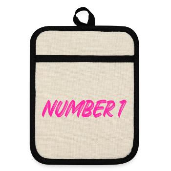 Numéro 1 - un - premier - premier - 1 - numéro 1 - Maniques avec dos en caoutchouc - lin/noir  - Devant