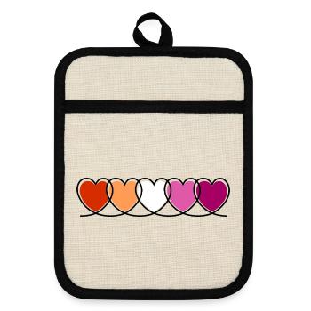 Lesbian Lesbian Hearts - Pot holders with rubber back - linen/black  - Front
