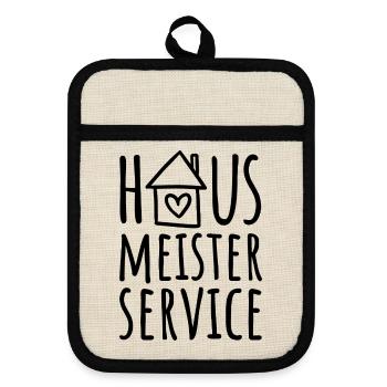Hausmeisterservice - Hausmeister Service - Topflappen mit Gummirückseite - Leinen/Schwarz  - Vorne