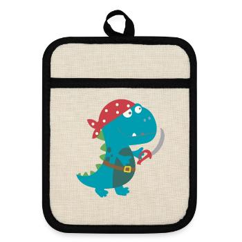 Dino Pirate Pirate Costume Halloween Carnival Boys - Pot holders with rubber back - linen/black  - Front