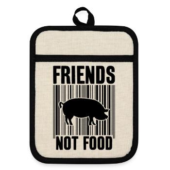 FRIENDS NOT FOOD VEGAN - Topflappen mit Gummirückseite - Leinen/Schwarz  - Vorne