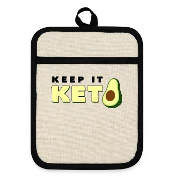 Keep It Keto Avocado Saying Ketogenic Diet Gift - Pot holders with rubber back - linen/black  - Front