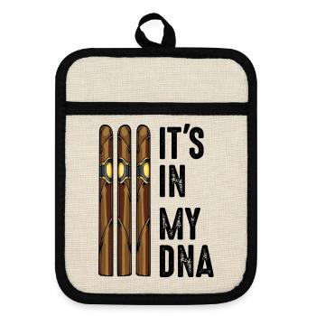 It‘s In My DNA Zigarren Rauchen Spruch Geschenk - Topflappen mit Gummirückseite - Leinen/Schwarz  - Vorne