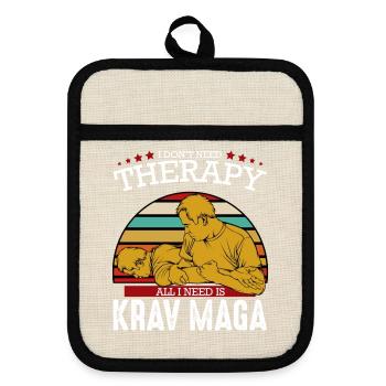Krav Maga - Pot holders with rubber back - linen/black  - Front