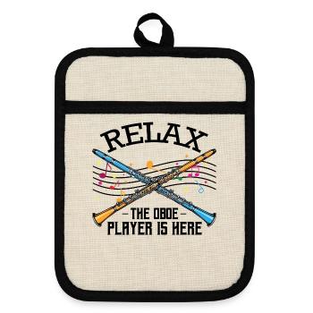 oboe - Pot holders with rubber back - linen/black  - Front