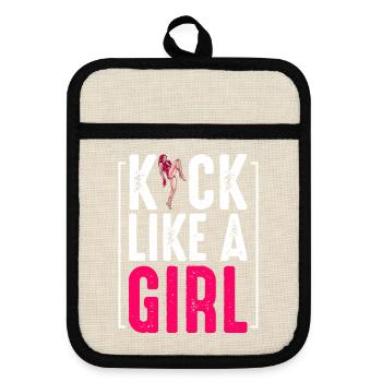 Kickboxing - Pot holders with rubber back - linen/black  - Front