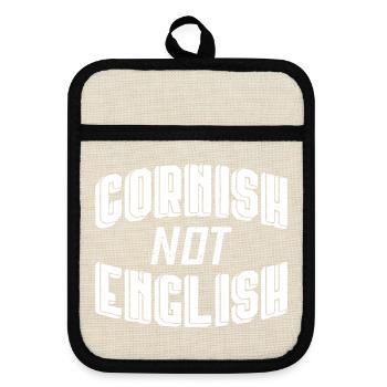 Cornish Not English - Pot holders with rubber back - linen/black  - Front
