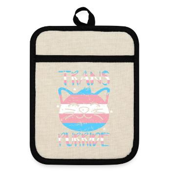 Transgender Geschenk - Topflappen mit Gummirückseite - Leinen/Schwarz  - Vorne