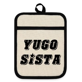 Yugo sista - united style of Balkan - Pot holders with rubber back - linen/black  - Front