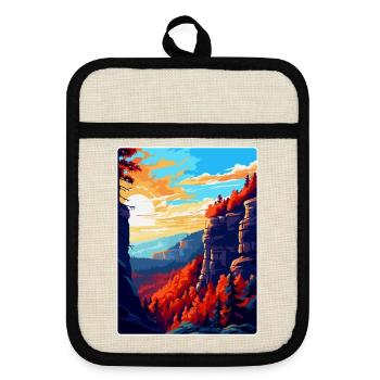 Nationalpark Böhmische Schweiz Tschechische Republik - Topflappen mit Gummirückseite - Leinen/Schwarz  - Vorne