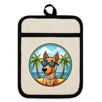 Andalusischer Windhund Rasse Cartoon Sonnenbrille Strand - Topflappen mit Gummirückseite - Leinen/Schwarz  - Vorne