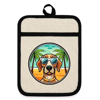 Portugiesische Pointer Hunderasse Cartoon Sonnenbrille - Topflappen mit Gummirückseite - Leinen/Schwarz  - Vorne