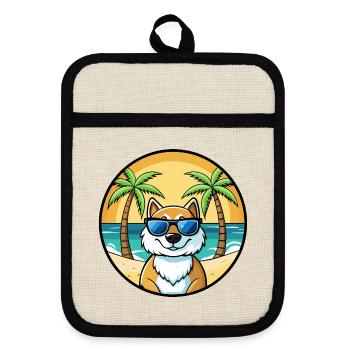 Lunettes de soleil de dessin animé de race de chien du Groenland plage - Maniques avec dos en caoutchouc - lin/noir  - Devant