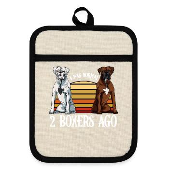 Boxer Hund Lustige Sprüche Hundehalter Geschenk - Topflappen mit Gummirückseite - Leinen/Schwarz  - Vorne