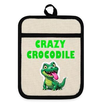 Crazy Crocodile - Topflappen mit Gummirückseite - Leinen/Schwarz  - Vorne