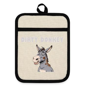 DIRTY DONKEY - Pot holders with rubber back - linen/black  - Front