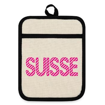 SUISSE. PAYS. GENEVE. HUMOUR. DRAPEAU. GENEVE - Maniques avec dos en caoutchouc - lin/noir  - Devant
