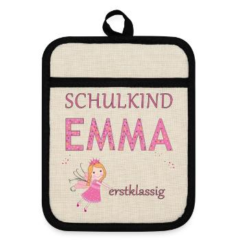 Écolière Emma première classe - Maniques avec dos en caoutchouc - lin/noir  - Devant