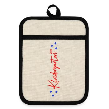 Kindergarten 2023 - Topflappen mit Gummirückseite - Leinen/Schwarz  - Vorne
