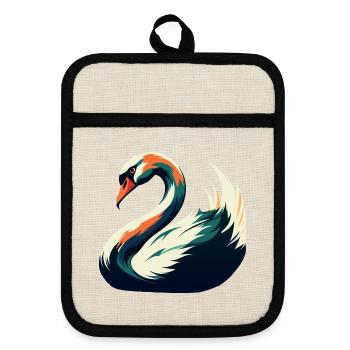 cygne dessin animé personnage animal de compagnie coloré - Maniques avec dos en caoutchouc - lin/noir  - Devant