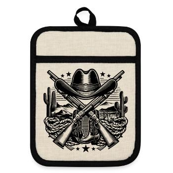 Logo western 2 - Maniques avec dos en caoutchouc - lin/noir  - Devant