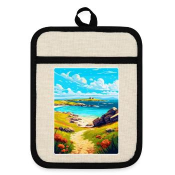 Scilly-Inseln Uk Vintage Reiseposter Souvenir - Topflappen mit Gummirückseite - Leinen/Schwarz  - Vorne