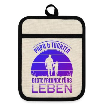 Papa Tochter Geschenk Beste Freunde Vater Spruch - Topflappen mit Gummirückseite - Leinen/Schwarz  - Vorne
