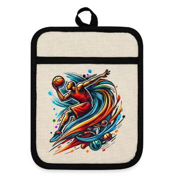 Basketball Logo - Pot holders with rubber back - linen/black  - Front