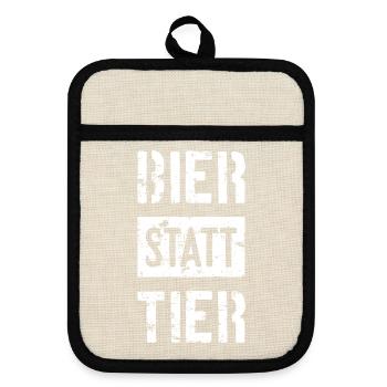 BIER STATT TIER - Topflappen mit Gummirückseite - Leinen/Schwarz  - Vorne