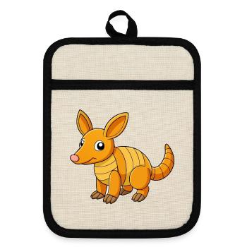 Aardvark Mascotte mignonne Personnage de dessin animé Kawaii - Maniques avec dos en caoutchouc - lin/noir  - Devant