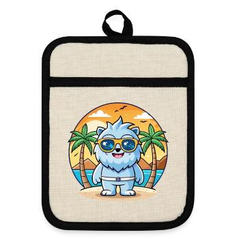 Yeti Lustige Cartoon Sommer Strand Sonnenbrille - Topflappen mit Gummirückseite - Leinen/Schwarz  - Vorne