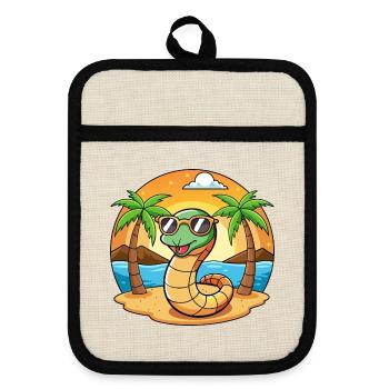 Lunettes de soleil de plage d’été de dessin animé drôle de serpent - Maniques avec dos en caoutchouc - lin/noir  - Devant