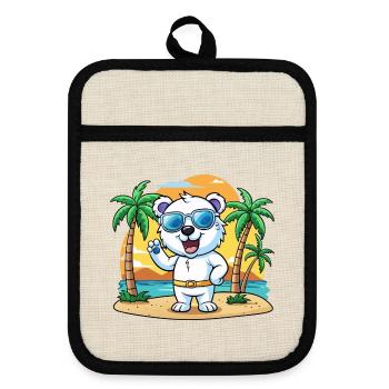 Lunettes de soleil de plage d’été de dessin animé drôle drôle d’ours polaire - Maniques avec dos en caoutchouc - lin/noir  - Devant