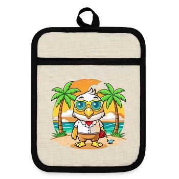 Hawk Funny Cartoon Summer Beach Sunglasses - Pot holders with rubber back - linen/black  - Front