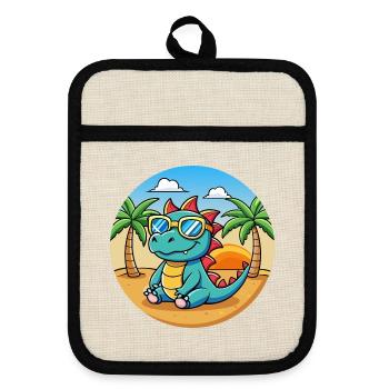 Dragon Funny Cartoon Lunettes de soleil de plage d’été - Maniques avec dos en caoutchouc - lin/noir  - Devant