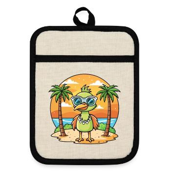 Emu Funny Cartoon Summer Beach Sunglasses - Pot holders with rubber back - linen/black  - Front