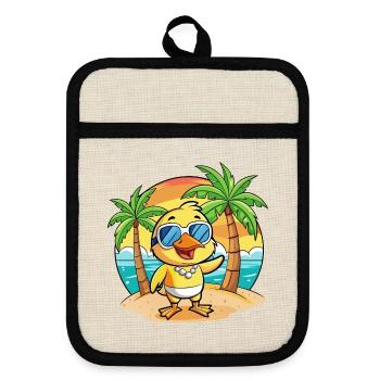 Duck Funny Cartoon Summer Beach Sunglasses - Pot holders with rubber back - linen/black  - Front