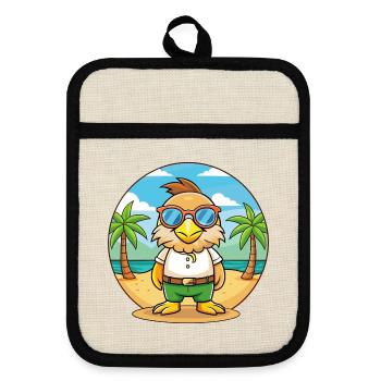 Eagle Funny Cartoon Summer Beach Sunglasses - Pot holders with rubber back - linen/black  - Front