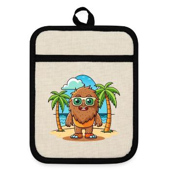 Big Foot Lustige Cartoon Sommer Strand Sonnenbrille - Topflappen mit Gummirückseite - Leinen/Schwarz  - Vorne