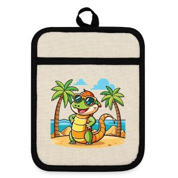 Anaconda Lustige Cartoon Sommer Strand Sonnenbrille - Topflappen mit Gummirückseite - Leinen/Schwarz  - Vorne