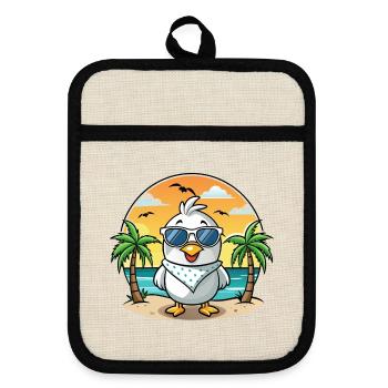 Albatross Funny Cartoon Lunettes de soleil de plage d’été - Maniques avec dos en caoutchouc - lin/noir  - Devant