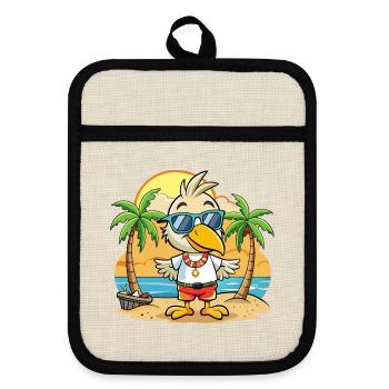 Pelican Funny Cartoon Summer Beach Sunglasses - Pot holders with rubber back - linen/black  - Front