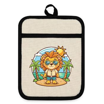 Lunettes de soleil de plage d’été Lion Funny Cartoon - Maniques avec dos en caoutchouc - lin/noir  - Devant