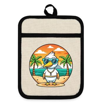 Goose Funny Cartoon Summer Beach Sunglasses - Pot holders with rubber back - linen/black  - Front