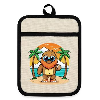 Big Foot Lustige Cartoon Sommer Strand Sonnenbrille - Topflappen mit Gummirückseite - Leinen/Schwarz  - Vorne